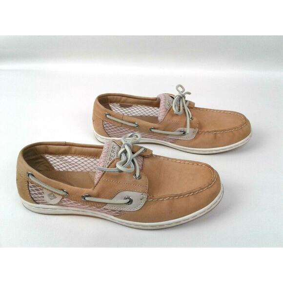 Sperry Top-siders Womens Lace Up Fawn Color w/Pink Ventilated Inserts Size 8M - Picture 4 of 8